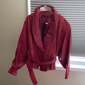 100% genuine leather red jacket